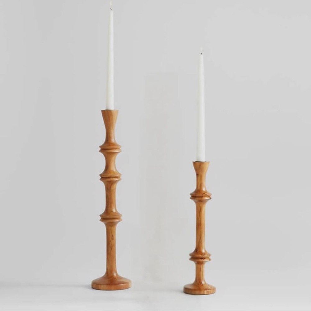 Crate & Barrel Wood Candle Holders